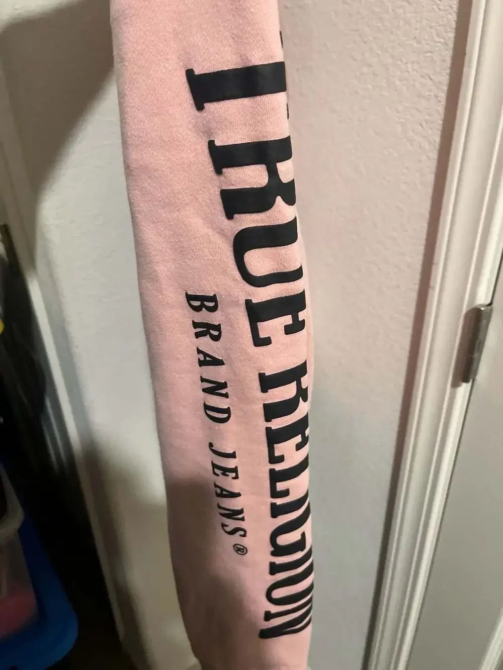 True Religion Pink Buddha Guitar Sleeve Graphic Hoodie